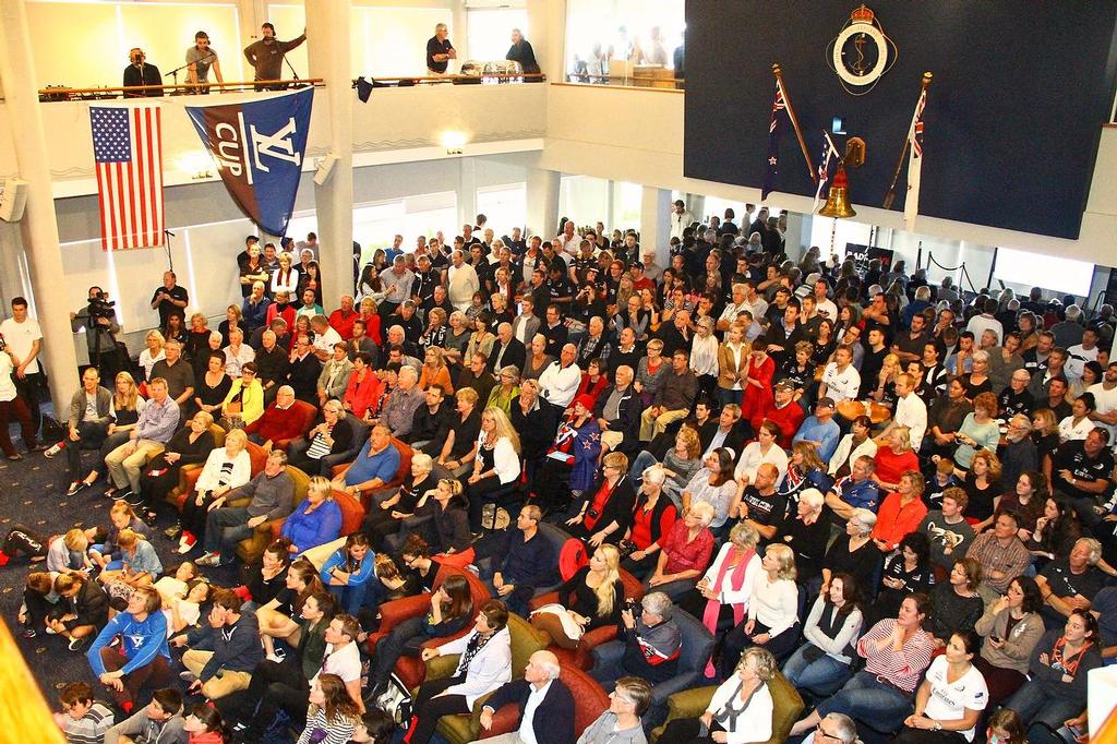 America’s Cup Day 10 Royal New Zealand yacht Squadron fans watch the first Race 13 © Richard Gladwell www.photosport.co.nz